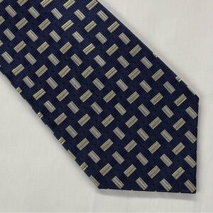 Geoffrey Beene Men's Navy Geometric 100% Silk Tie